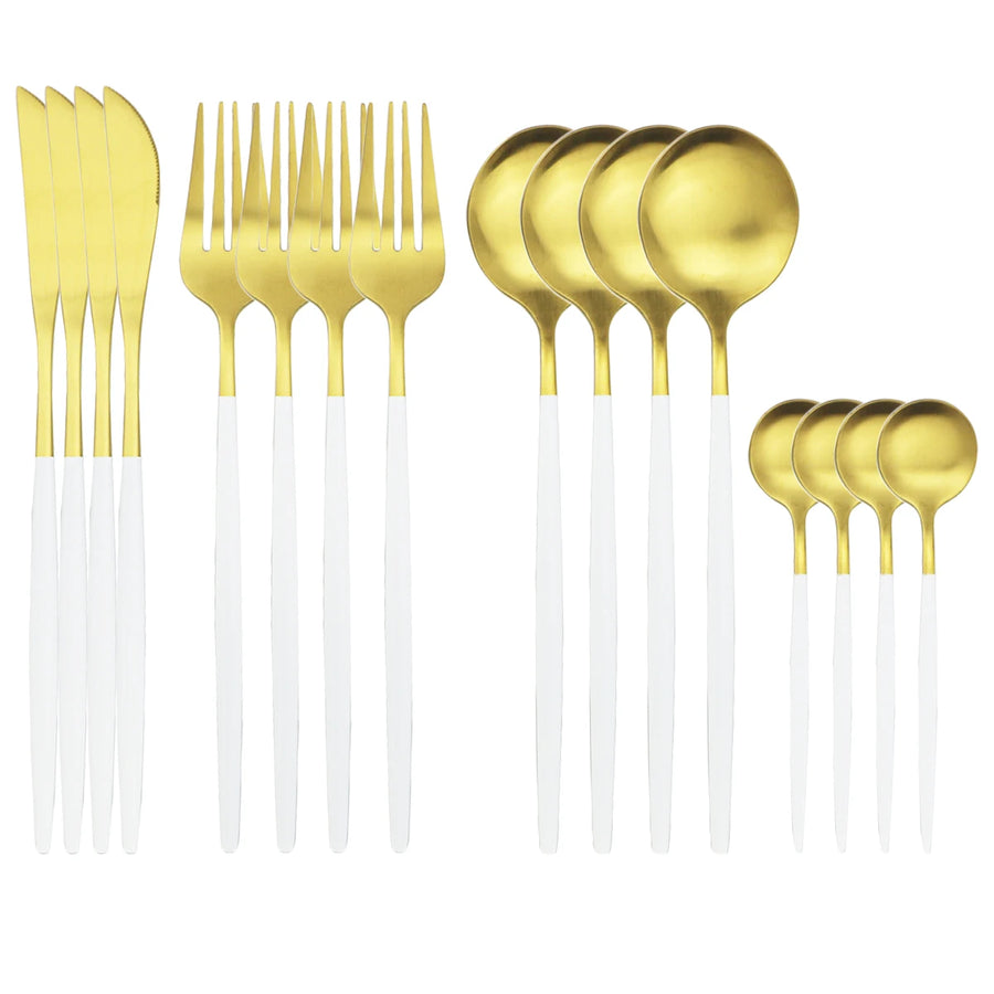 Elegant 16-Piece Gold Matte Cutlery Set