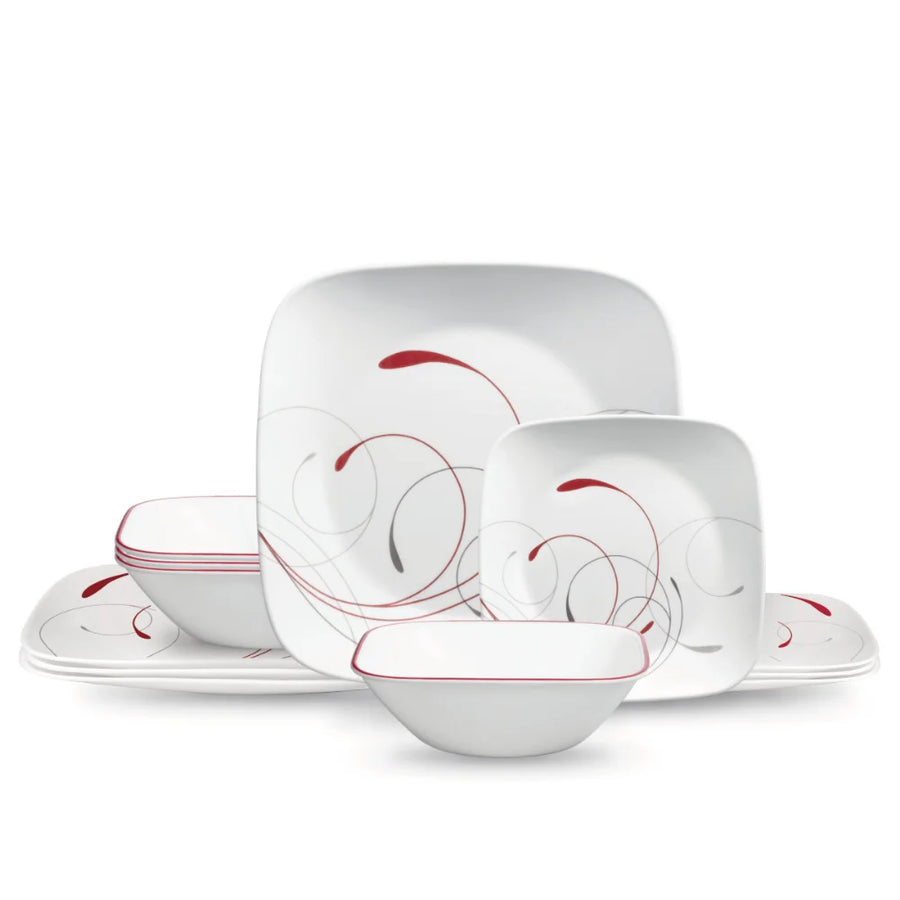 Modern Square 12-Piece Dinnerware Set for Stylish Dining